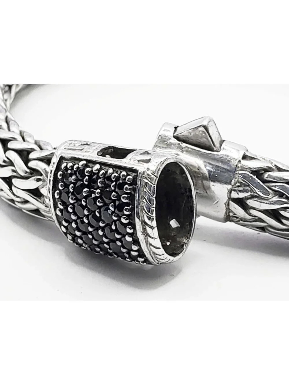 John Hardy 7.5mm Black Sapphire Icon Bracelet Sterling Silver Size M-L
